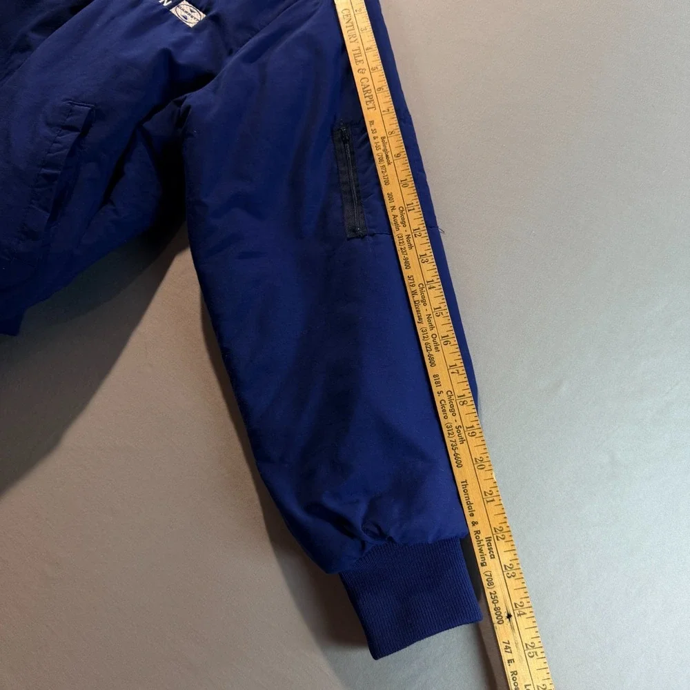 Vintage‎ Garrett Aviation Bomber Jacket Blue Insulated Zip Up Mens Medium